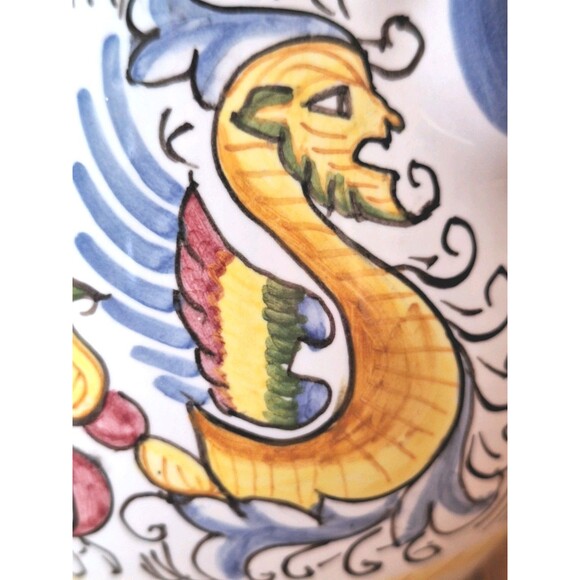 Vtg WILLIAMS SONOMA Ceramic Rooster Pitcher Made n Italy Hand Painted 8ish" Tall - Picture 9 of 10